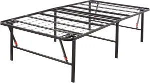 Amazon Basics Bed Frame with Storage, Foldable Metal Platform, Sturdy Steel, No Box Spring Needed, 18 inches High, Tool-Free Setup, Twin Size, Black