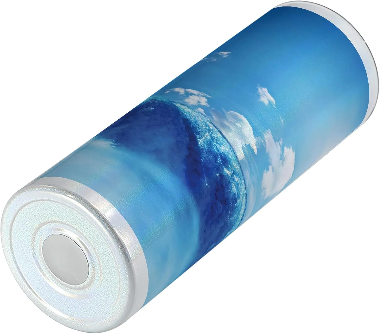 Ambesonne Waterfall 20 Oz Skinny Tumbler, Niagara Falls and Clear Sky Landscape Image Majestic River Nature Theme Print, Leak-Proof Straw Lid and Brush Vacuum Insulated for Outdoor Use, Blue