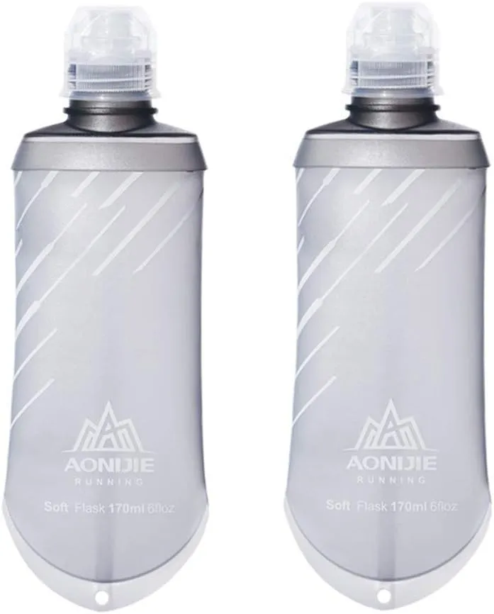 AONIJIE 2 Pcs Sports Collapsible BPA Free- TPU Soft Drink Water Kettle Foldable Flask Energy Gel Salt Pill Water Bottle (170ml Soft kettle-2pcs)