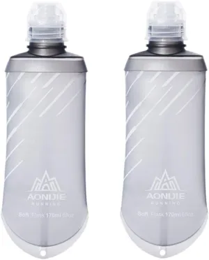 AONIJIE 2 Pcs Sports Collapsible BPA Free- TPU Soft Drink Water Kettle Foldable Flask Energy Gel Salt Pill Water Bottle (170ml Soft kettle-2pcs)