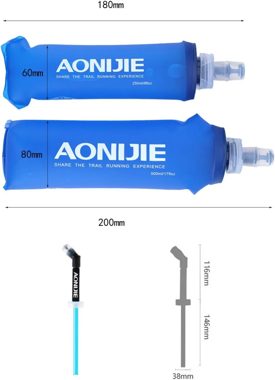 AONIJIE 2 Pcs Sports Collapsible Water Bottle BPA Free - TPU Soft Drink Water Kettle Foldable Flask for Hiking Bicycling Running Climbing