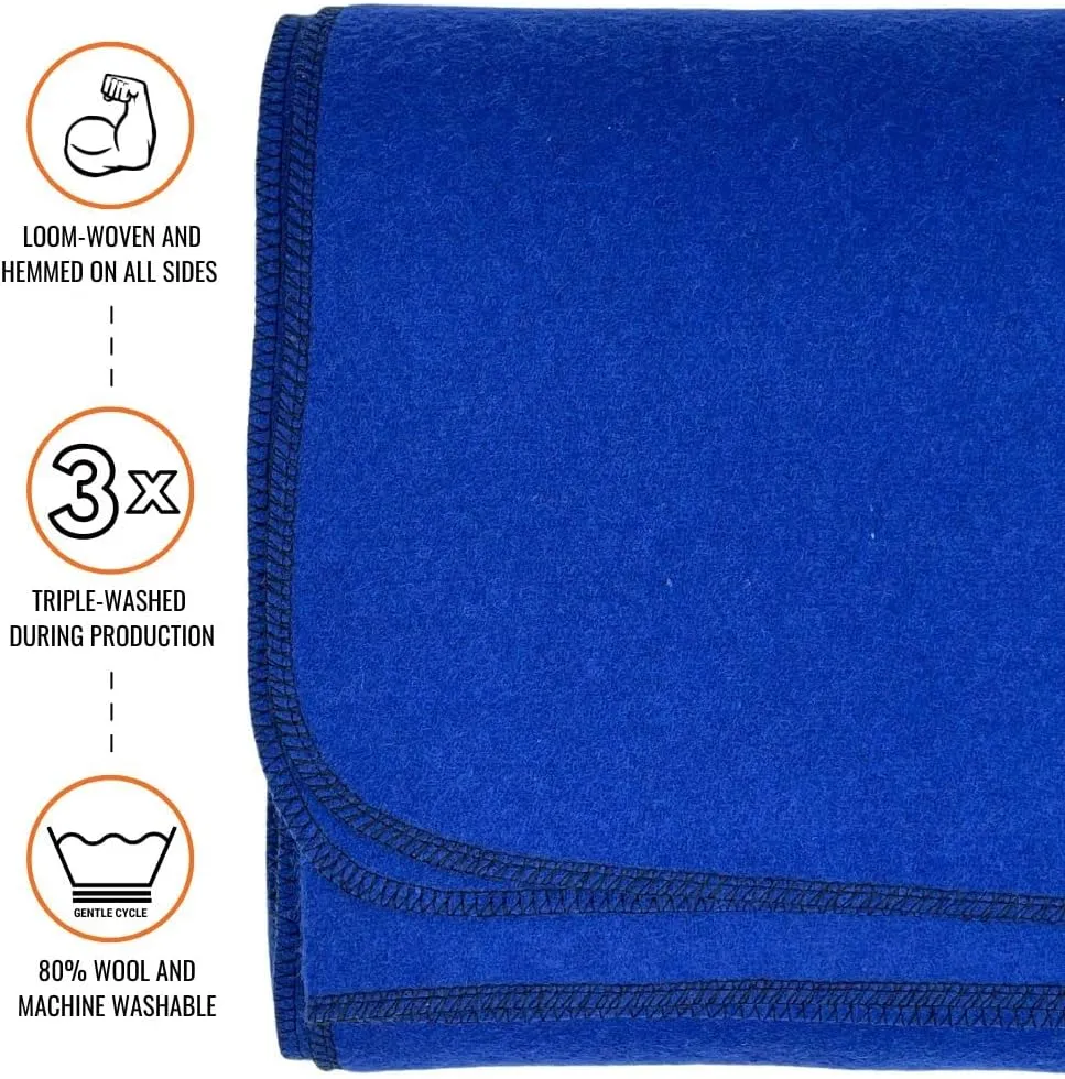 Arcturus Military Wool Blanket - Warm, Thick, Washable - Great for Outdoors, Camping, Stadium Blanket, Picnics, Travel - Car & Bushcraft Survival Kits, Large 64in x 88in 4.5 lb