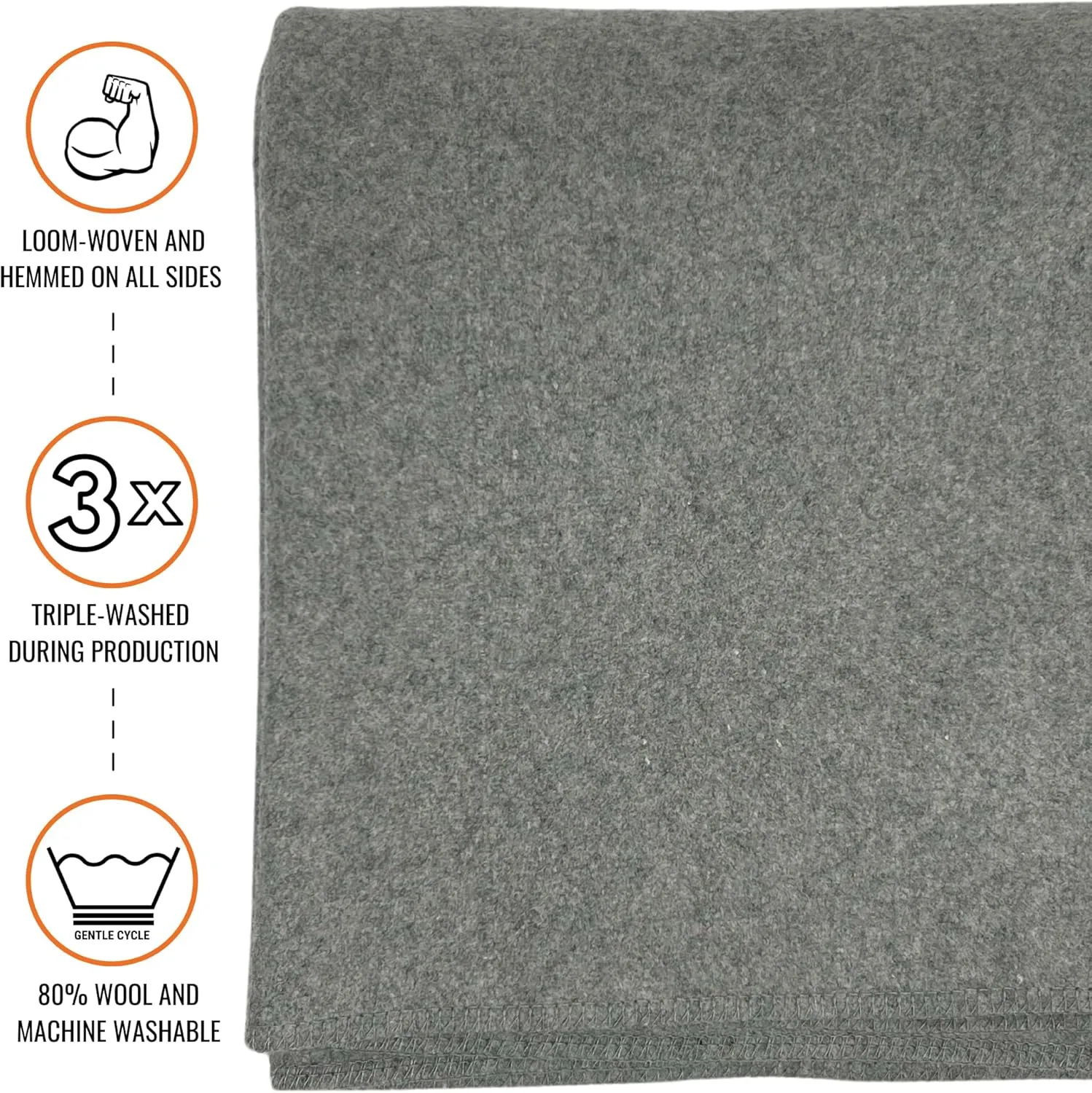 Arcturus Military Wool Blanket - Warm, Thick, Washable - Great for Outdoors, Camping, Stadium Blanket, Picnics, Travel - Car & Bushcraft Survival Kits, Large 64in x 88in 4.5 lb