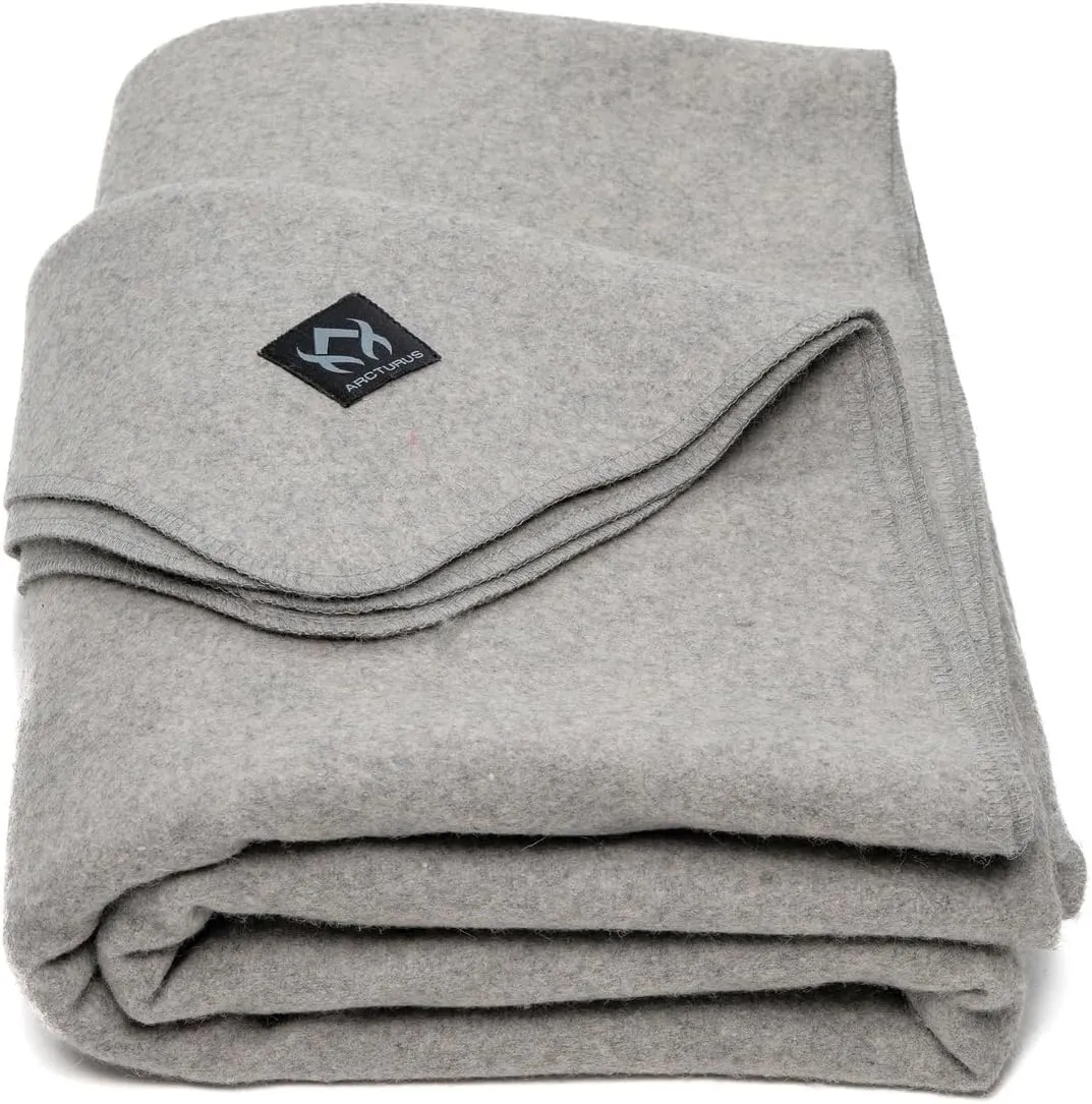Arcturus Military Wool Blanket - Warm, Thick, Washable - Great for Outdoors, Camping, Stadium Blanket, Picnics, Travel - Car & Bushcraft Survival Kits, Large 64in x 88in 4.5 lb