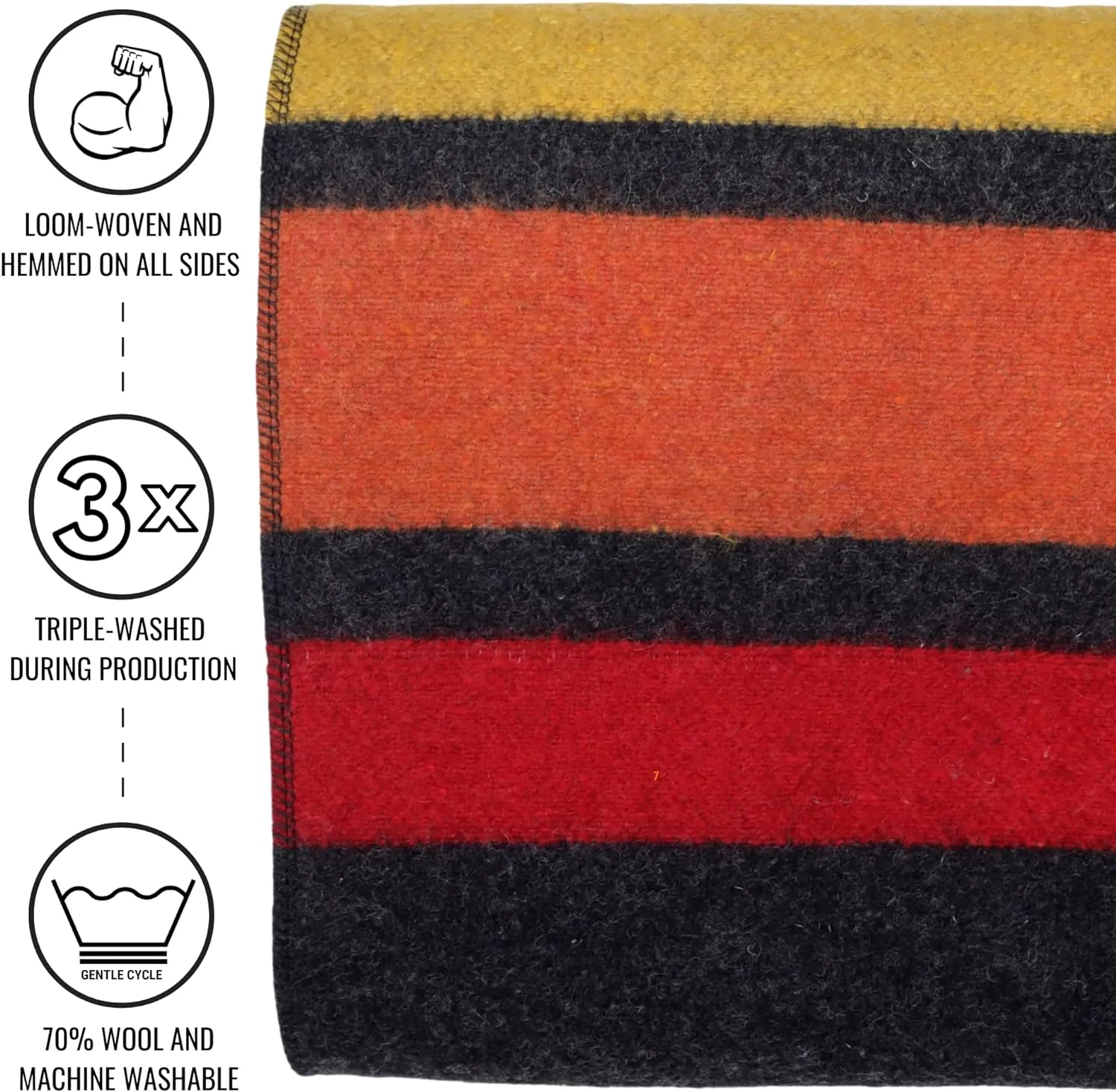 Arcturus Patterned Wool Blankets - 4.5lbs Warm, Heavy, Washable, Large | Great for Camping, Outdoors, Sporting Events, or Survival & Emergency Kits