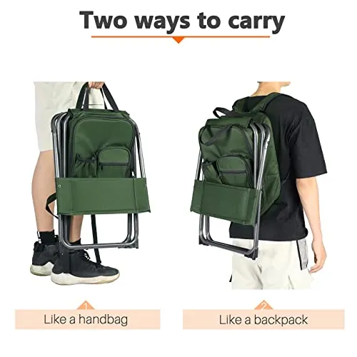 Backpack Cooler Chair Fishing Chairs w/ Backrest,Folding Camping Stool Compact for Outdoors