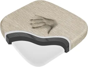 baibu Kitchen Chair Cushions, Dual-Layer Patented Design Molded Memory Foam Dining Chair Pads with Ties and Washable Cover, 17" x 16" x 2", Beige