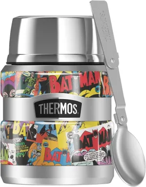 Batman Comic Covers, THERMOS STAINLESS KING Stainless Steel Food Jar with Folding Spoon, Vacuum insulated & Double Wall, 16oz