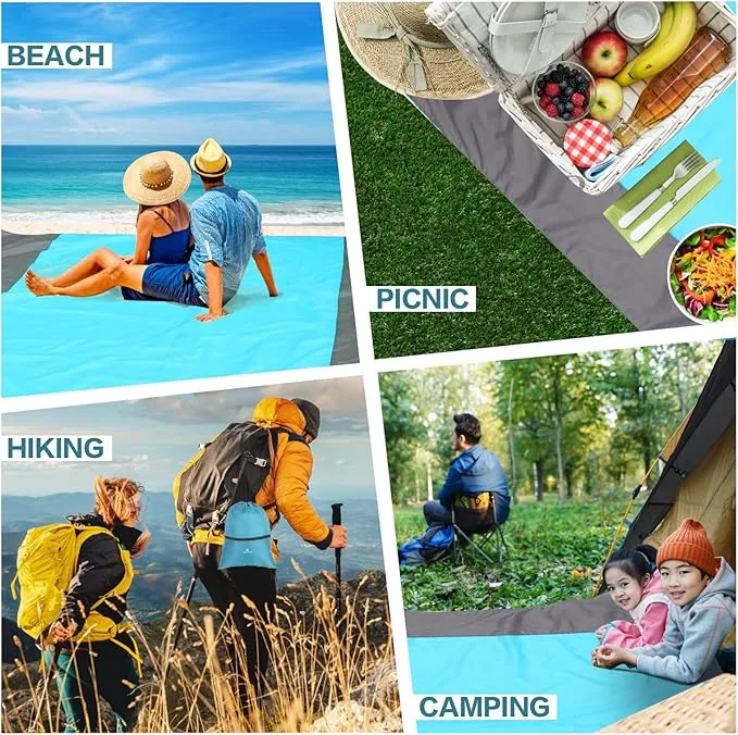 Beach Blanket Waterproof Sandproof,Large Oversized Sand Free Beach Mat,Portable Picnic Mat for Travel Camping Hiking Picnic, Lightweight & Durable Family Water Resistant Mat(Green)