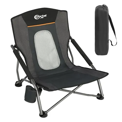 Beach Chairs for Adults,Camping Low Lightweight Portable Chair w/ Cup Holder