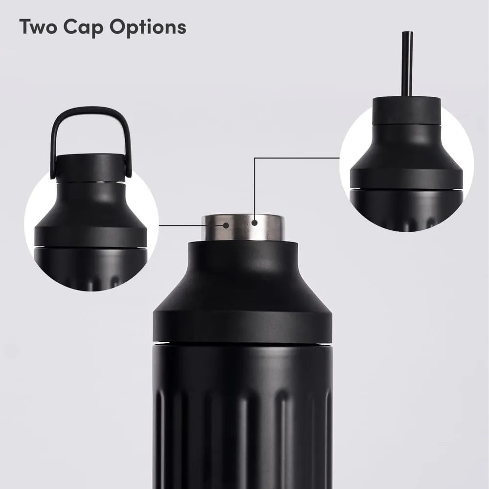 BEAST Health® Stainless Steel Water Bottle, 22 oz, Insulated Stainless Steel, Leak-Proof, Reusable Straw System, Portable Carry Cap, BPA-Free, Dishwasher Safe (Carbon Black)