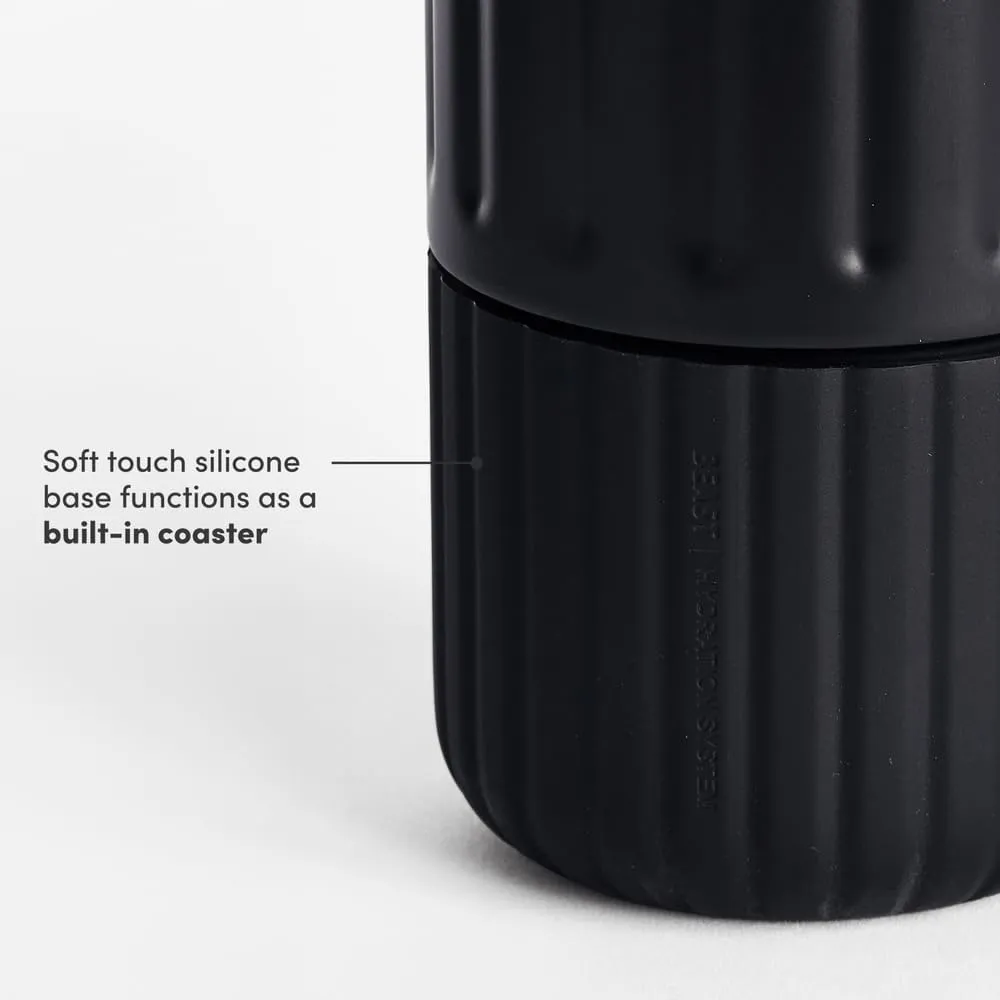 BEAST Health® Stainless Steel Water Bottle, 22 oz, Insulated Stainless Steel, Leak-Proof, Reusable Straw System, Portable Carry Cap, BPA-Free, Dishwasher Safe (Carbon Black)