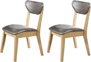 Benjara Benzara Modern Leatherette Wooden Side Chair, Set of Two, Brown and Black, Silver