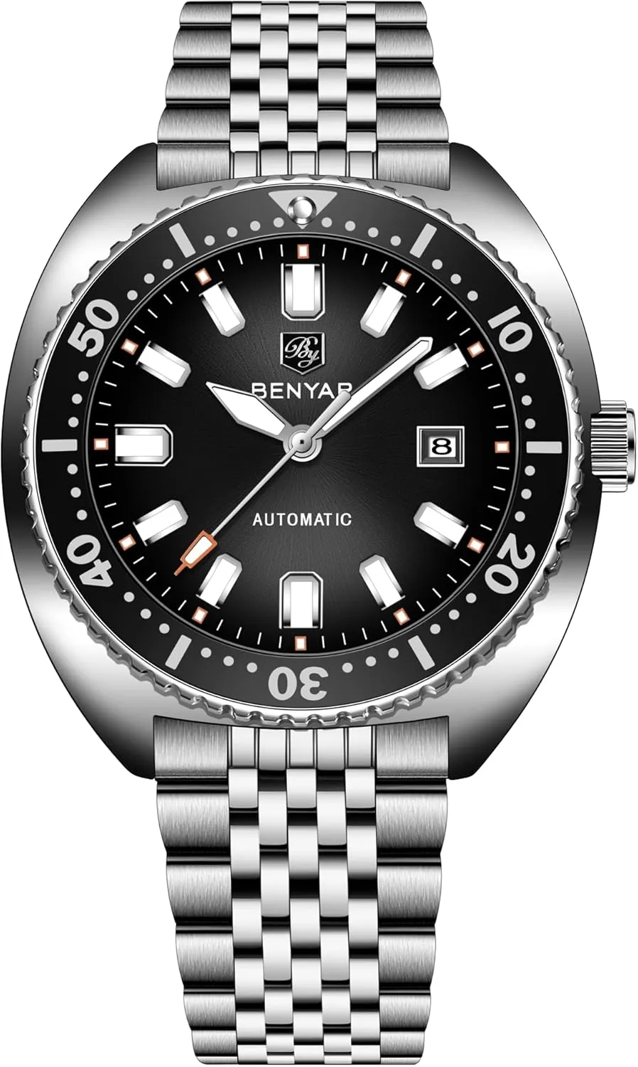 BENYAR Men's Automatic Mechanical Watch Reliable Self-Winding Movement 42.5mm Stainless Steel 50m Water Resistant (5ATM) Date Display Business Casual Analog Wristwatch
