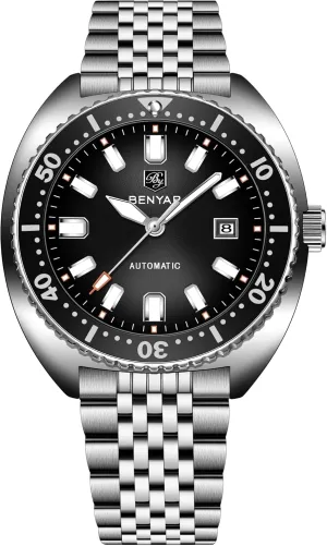 BENYAR Men's Automatic Mechanical Watch Reliable Self-Winding Movement 42.5mm Stainless Steel 50m Water Resistant (5ATM) Date Display Business Casual Analog Wristwatch