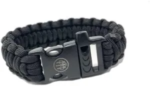 Beretta Survival Bracelet Black with Built-in Whistle