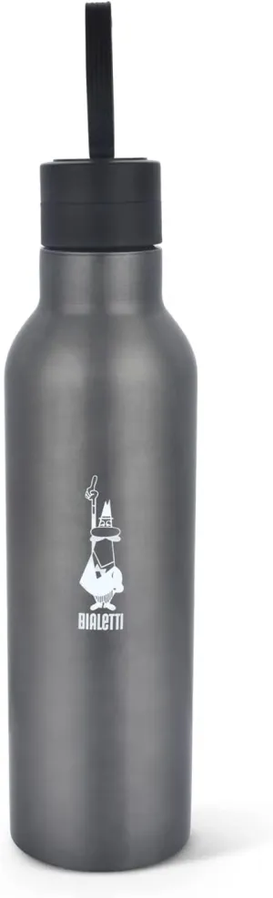 Bialetti - Stainless-steel Water Bottle 25oz: Double-Layered Vacuum Insulated, Keeps Drink Cold for 24 Hours and Hot for 12 Hours, Dark Grey