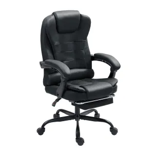 Big and Tall Executive Office Chair with Footrest, Ergonomic Reclining Swivel Computer Chair, High Back Home Office Chair with Lumbar Support, Height Adjustable, Padded Armrests, Rolling
