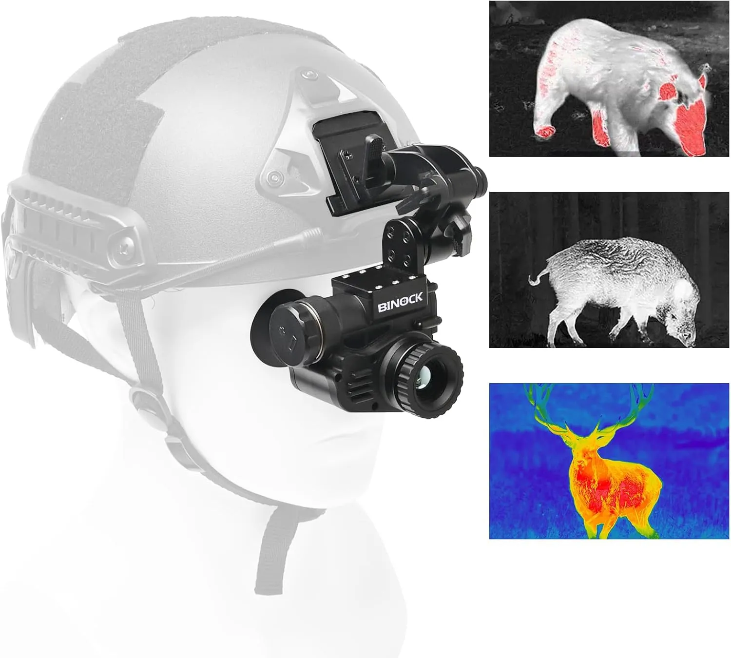 BINOCK BTI10 Helmet Thermal Imaging Goggles, 15 mm Lens Night Vision Scope with 384x288 Matrix, 800m Person Recognition, 1500m Car Recognition Head Mounted Thermal Monocular for Camping Hunting