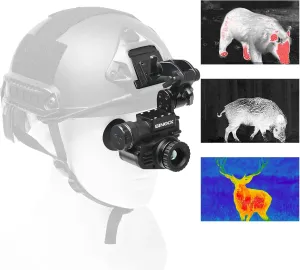 BINOCK BTI10 Helmet Thermal Imaging Goggles, 15 mm Lens Night Vision Scope with 384x288 Matrix, 800m Person Recognition, 1500m Car Recognition Head Mounted Thermal Monocular for Camping Hunting