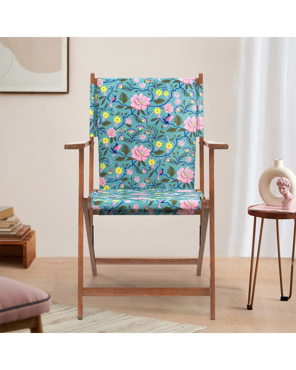 Bistro Folding Chair Spring Bloom Teal
