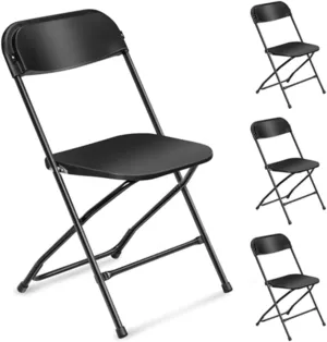 Black 4 Pcs Injection Molded Classic Garden Plastic Thickened Folding Chair Easy to CarrySuitable for Meeting, Gathering, Party, Business Activities, USI067
