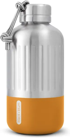 Black Blum Explorer Vacuum Flask - Stainless Steel Leak Proof Water Bottle with Carry Loop - BPA Free Drinks Bottle for Hot or Cold Drinks, Hiking and Gym - Orange, Small 650ml
