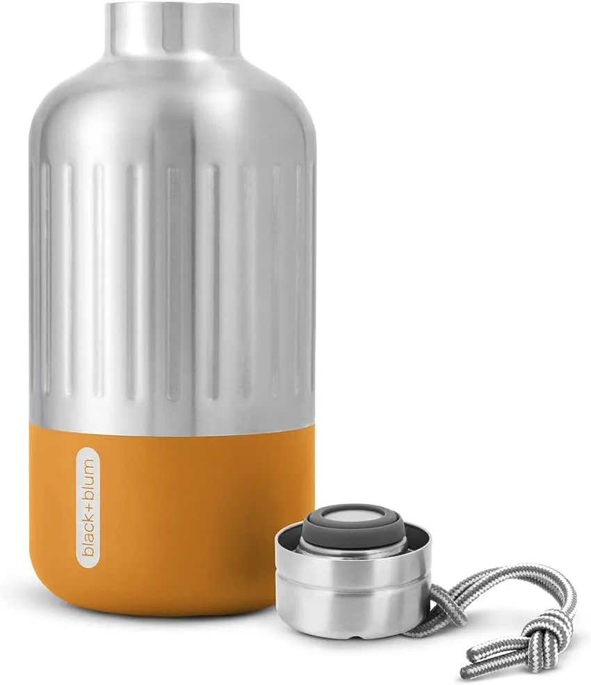 Black Blum Explorer Vacuum Flask - Stainless Steel Leak Proof Water Bottle with Carry Loop - BPA Free Drinks Bottle for Hot or Cold Drinks, Hiking and Gym - Orange, Small 650ml