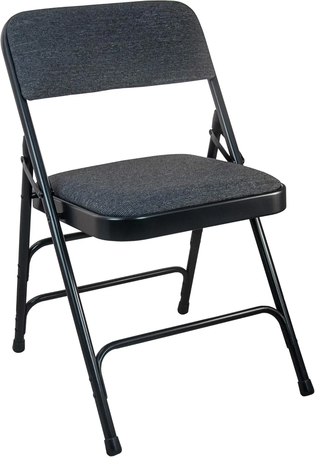 Black Padded Metal Folding Chair - Black 1-in Fabric Seat
