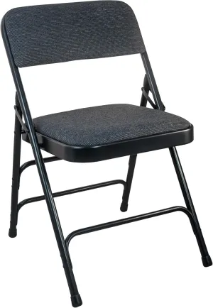 Black Padded Metal Folding Chair - Black 1-in Fabric Seat