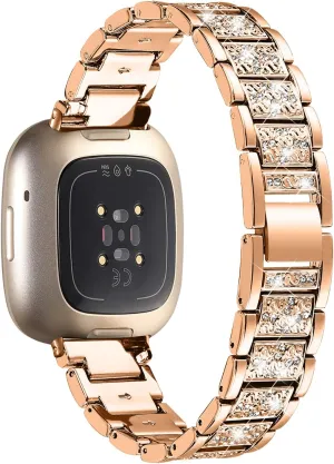 Bling Bands Compatible with fitbit Sense 2/Sense/Versa 4/Versa 3, Women Replacement Wristbands Dressy Luxurious Bracelet for Ladies
