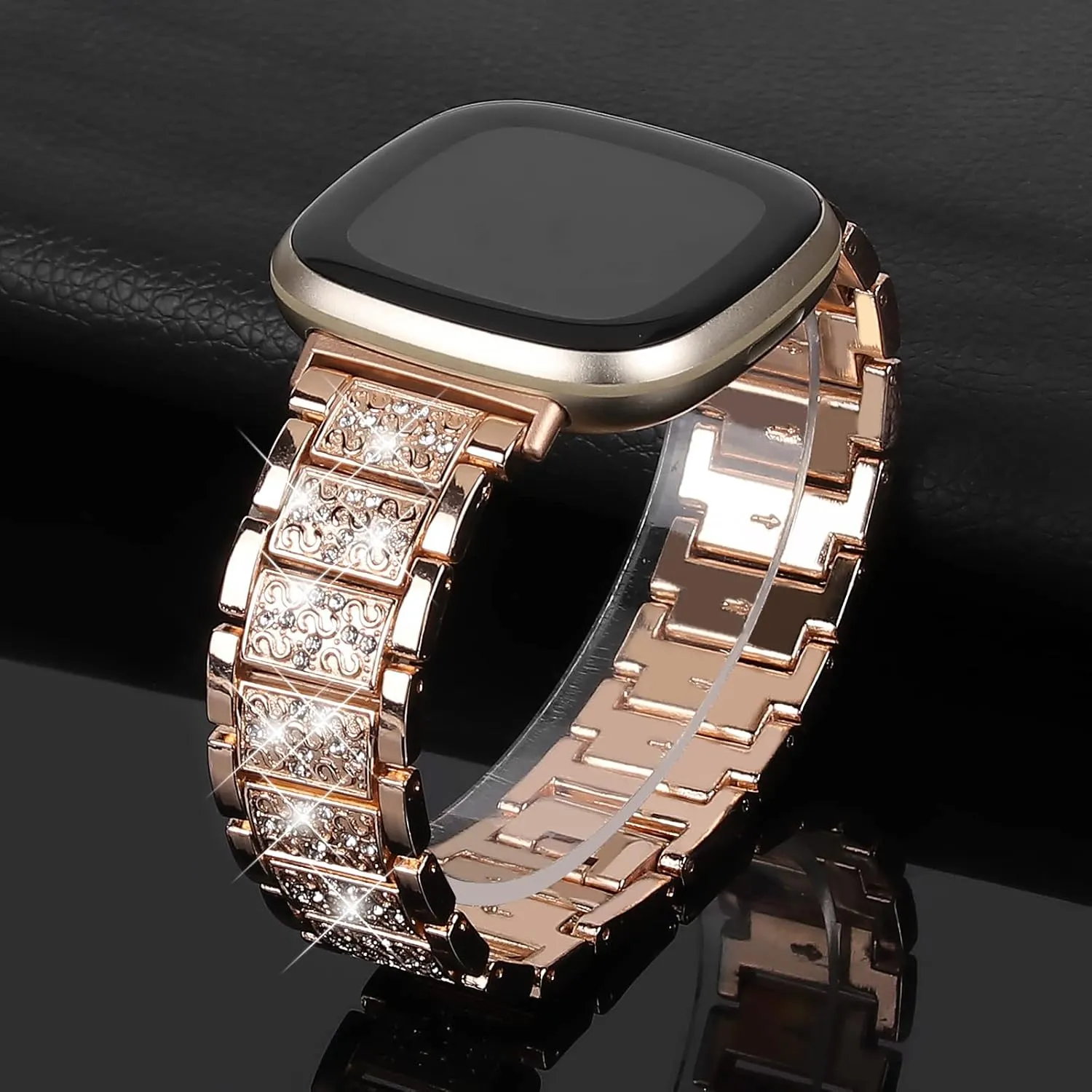 Bling Bands Compatible with fitbit Sense 2/Sense/Versa 4/Versa 3, Women Replacement Wristbands Dressy Luxurious Bracelet for Ladies