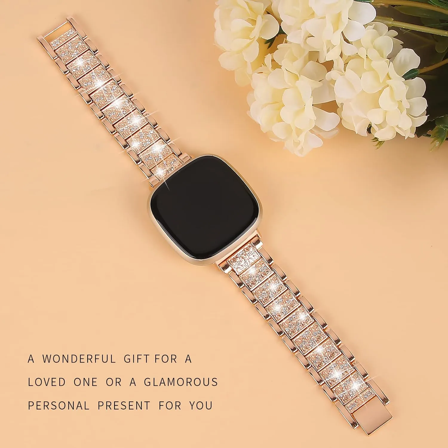 Bling Bands Compatible with fitbit Sense 2/Sense/Versa 4/Versa 3, Women Replacement Wristbands Dressy Luxurious Bracelet for Ladies