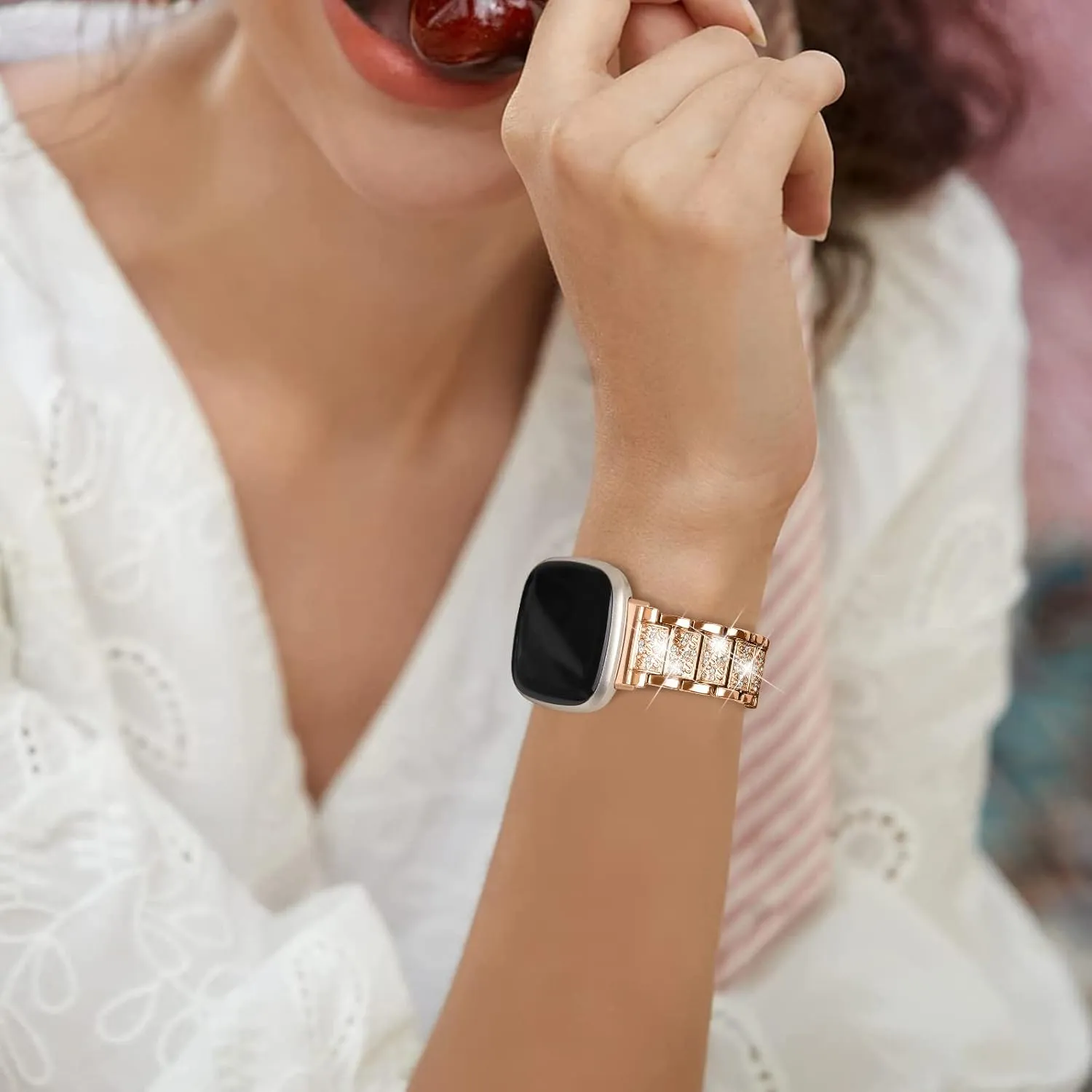 Bling Bands Compatible with fitbit Sense 2/Sense/Versa 4/Versa 3, Women Replacement Wristbands Dressy Luxurious Bracelet for Ladies