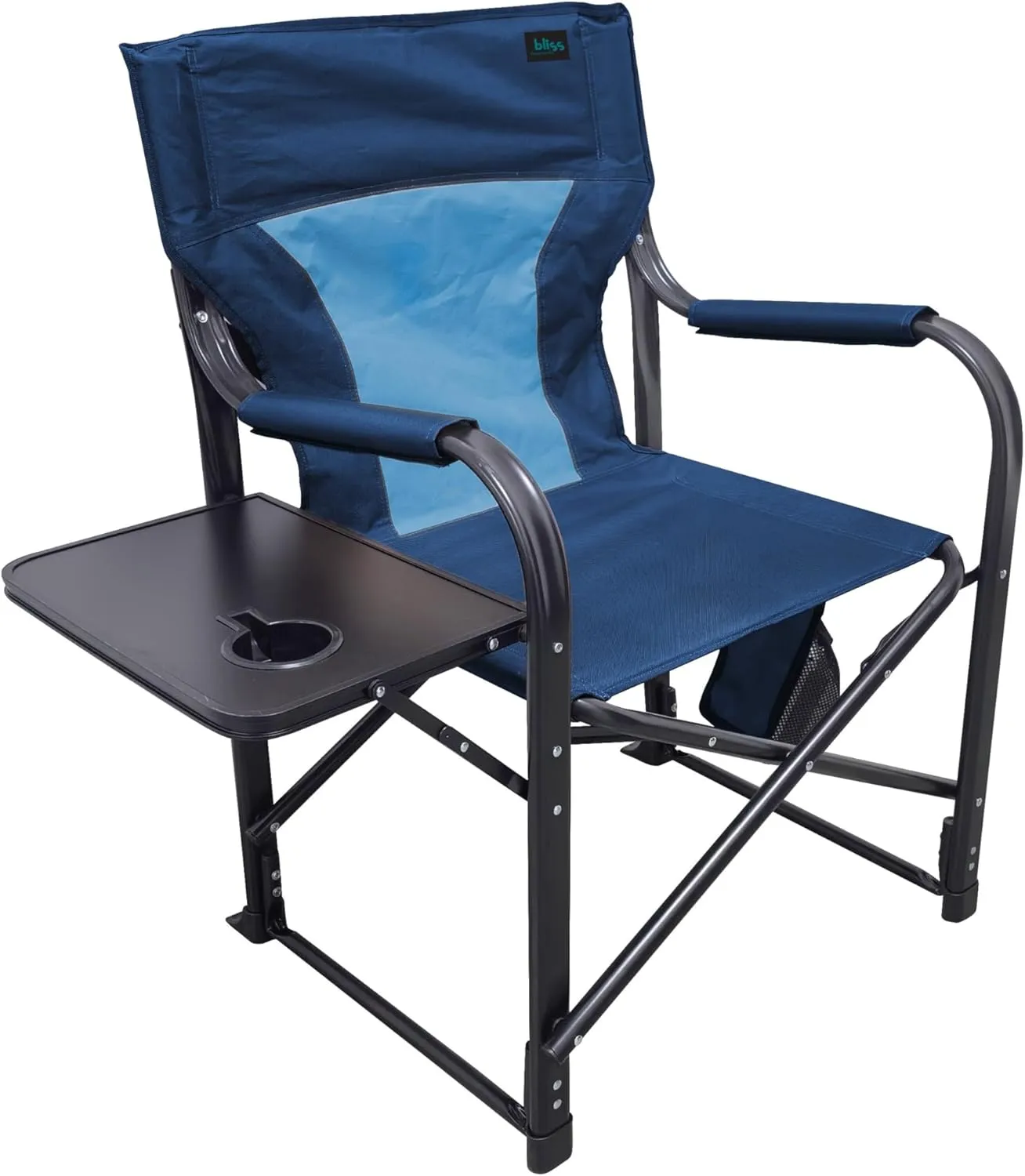 Bliss Hammocks 24 Volt Heated Directors Seat 21 Inch Wide Steel Camping Chair, Blue