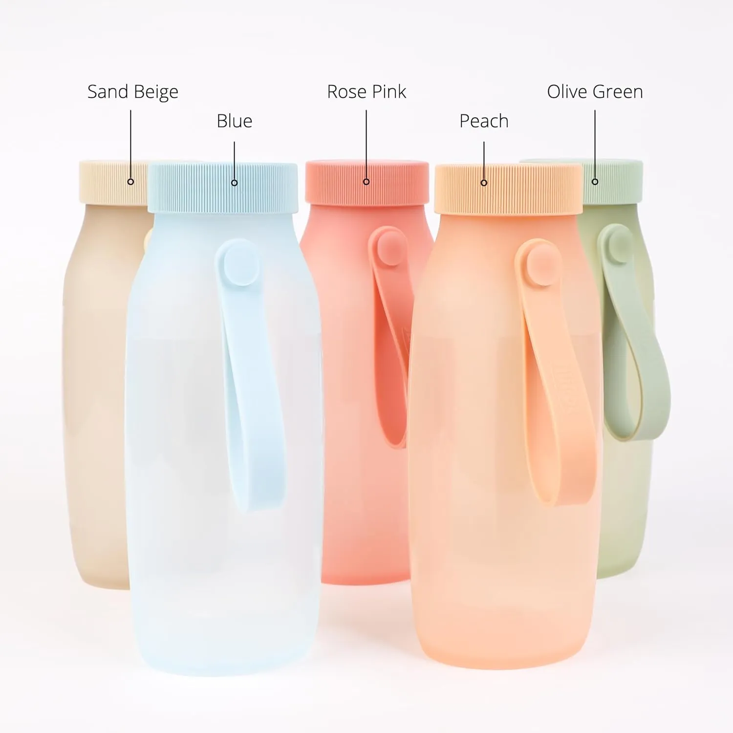 BLUE GINKGO Collapsible Water Bottle [2-Pack] – Lightweight, Foldable Silicone Bottles for Travel, Hiking, and Camping (16.9oz, Made in Korea, Blue)