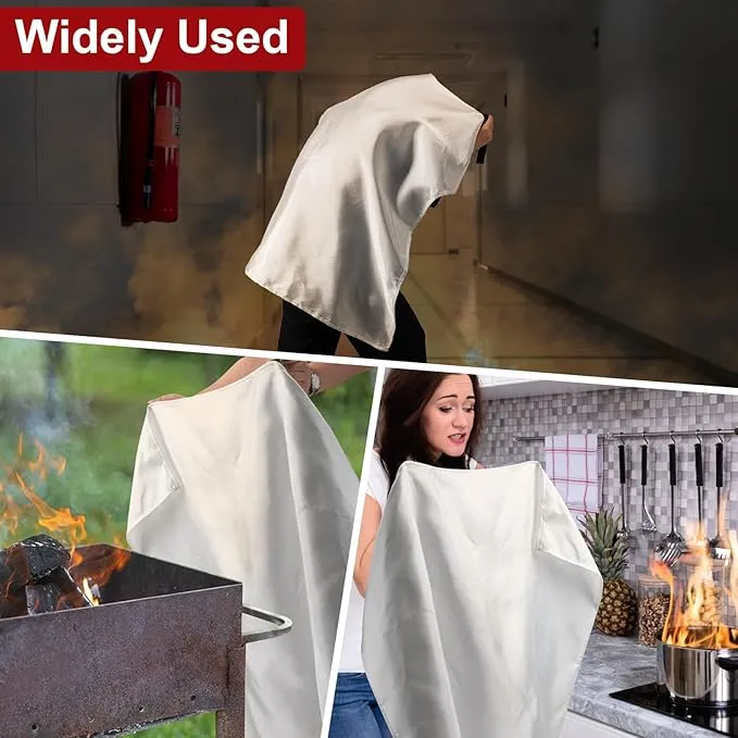 BOOMIBOO Emergency Fire Blanket for Home and Kitchen, 2 Pack, High Heat Resistant Fire Suppression Blanket, Fiberglass Flame Retardant Safety Blankets for Camping Warehouse (39.4" x 39.4")