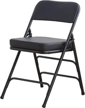 BOOSDEN Padded Folding Chair, Foldable Chair with Thick Cushion, Heavy Duty Metal Folding Chair for Outdoor & Indoor & Dining & Party, Black