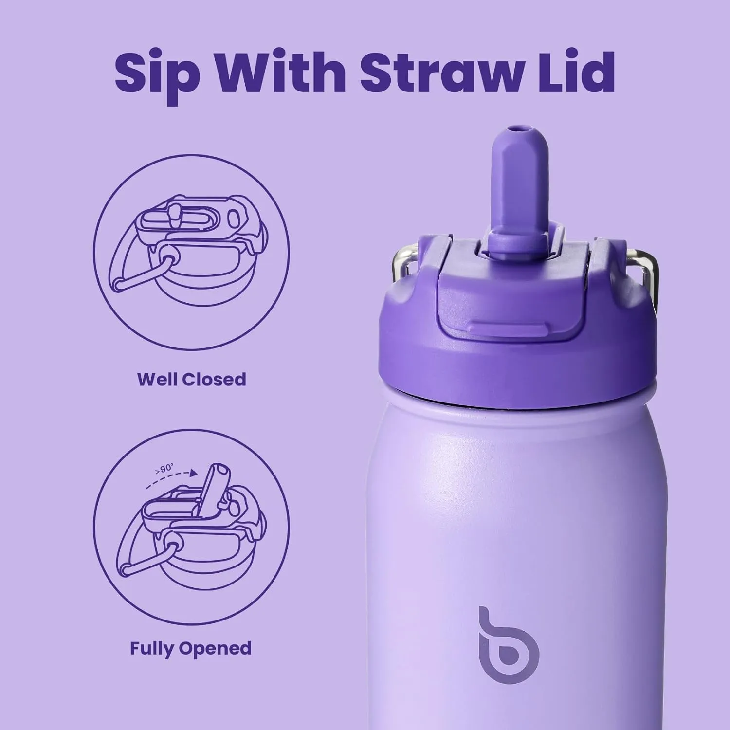 BOTTLE BOTTLE 24oz Insulated Water Bottle Stainless Steel Sport Water Bottle with Straw and Adjustable Lid Daily Pill Organizer