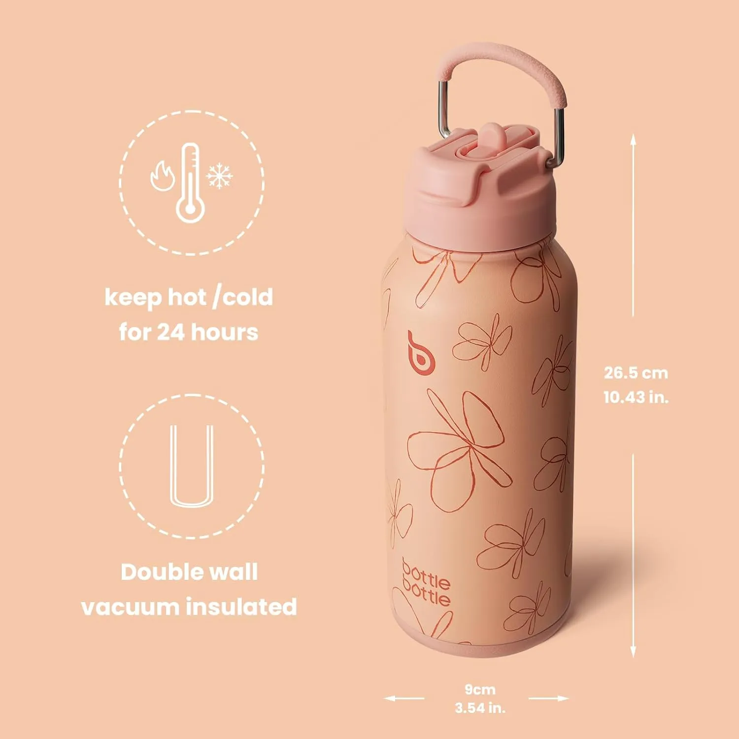 BOTTLE BOTTLE 32oz Insulated Water Bottle Stainless Steel Sport Water Bottle with Straw Dual-use Lid Design for Gym with Pill Box (Jungle Camo)