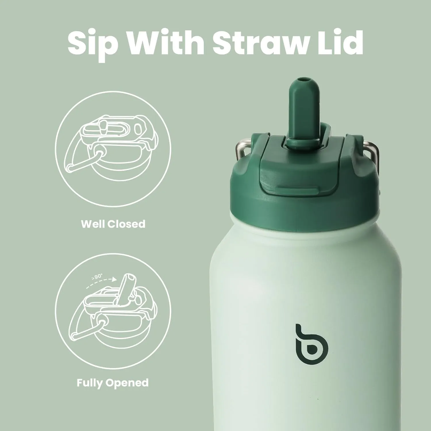 BOTTLE BOTTLE 32oz Insulated Water Bottle Stainless Steel Sport Water Bottle with Straw Dual-use Lid Design for Gym with Pill Box