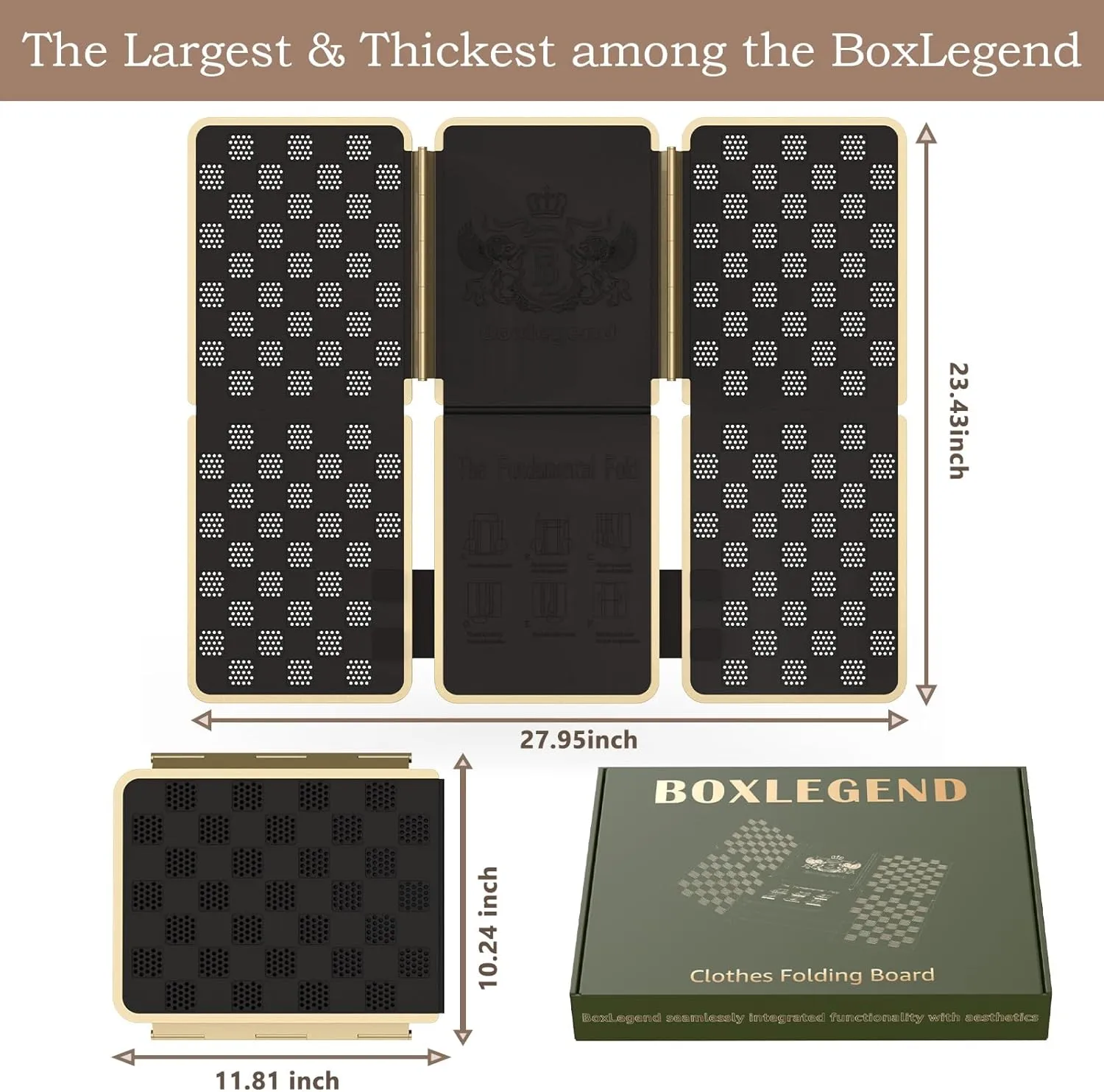 BoxLegend Shirt Folder V7 Metal for Wear Resistance Clothes Folding Board Storage Tshirt Folder Board Metal Edging and Joints Laundry Folding Board Black