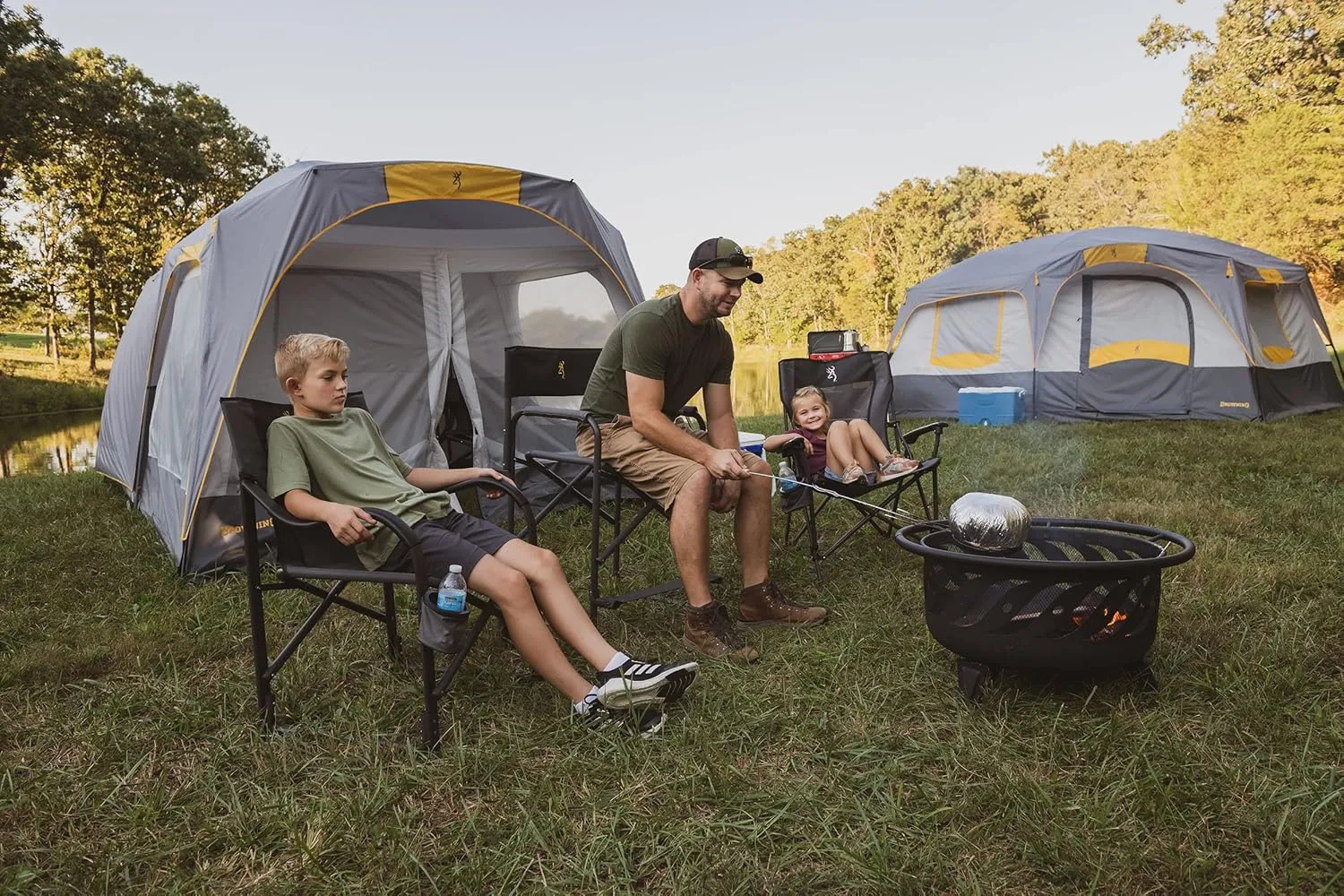 Browning Directors Chair - Outdoor Folding Chairs Made with Durable Fabric and Sturdy Aluminum/Steel Frame, with Extra Tall Seat and Flip-Down Footrest