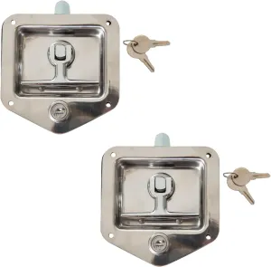 Buyers Products L8815 T-Handle Latch, 2 Pack, Locking Single Point Latch with Gasket & 2 Keys, Polished Stainless Steel, for Truck Bed Tool Boxes, Trailer Doors, RVs, Campers, Truck Cap Latch