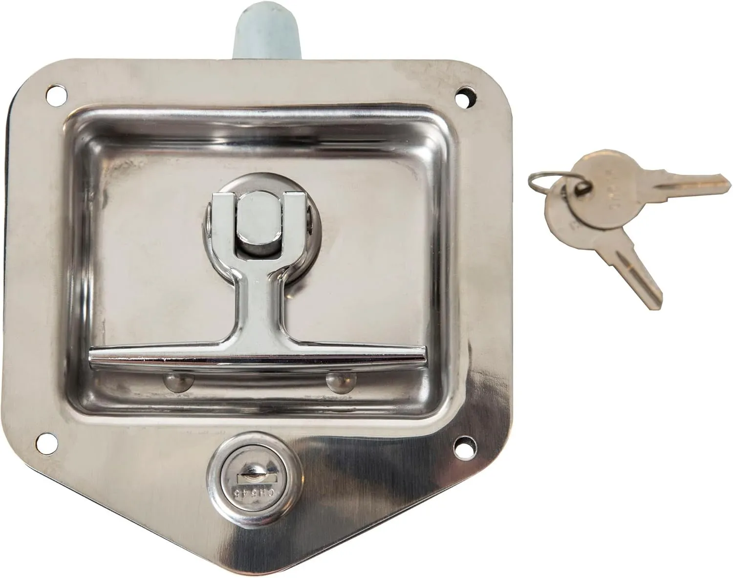 Buyers Products L8815 T-Handle Latch, 2 Pack, Locking Single Point Latch with Gasket & 2 Keys, Polished Stainless Steel, for Truck Bed Tool Boxes, Trailer Doors, RVs, Campers, Truck Cap Latch