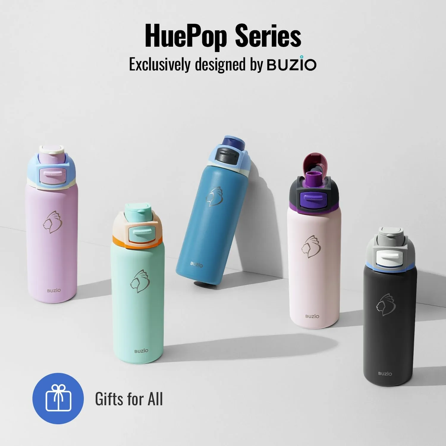 BUZIO 32 oz Water Bottle with Leakproof Locking Lid & Carry Loop, Dishwasher Safe, Triple Wall Vacuum Insulated Metal Water Bottle Chug Lid Thermos for Holiday Keep Cold 48H, 32oz, Dark Gray