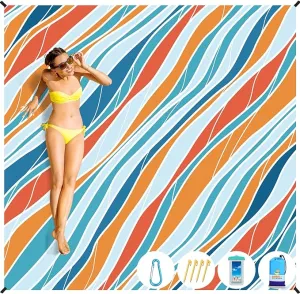 BYDOLL Beach Blanket Sandproof Waterproof 78''×110''1-7 Adults Compact Lightweight Oversized Beach Blanket Large Picnic Mat Beach Blanket for Travel Camping Hiking Picnic