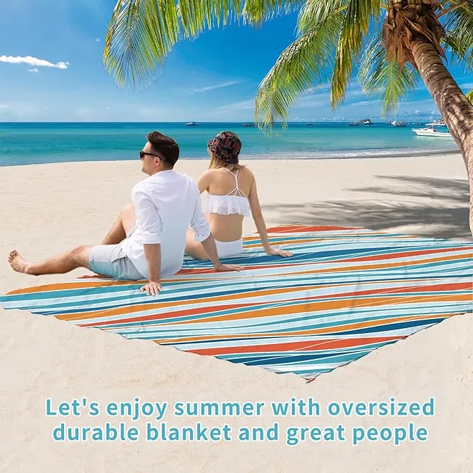 BYDOLL Beach Blanket Sandproof Waterproof 78''×110''1-7 Adults Compact Lightweight Oversized Beach Blanket Large Picnic Mat Beach Blanket for Travel Camping Hiking Picnic