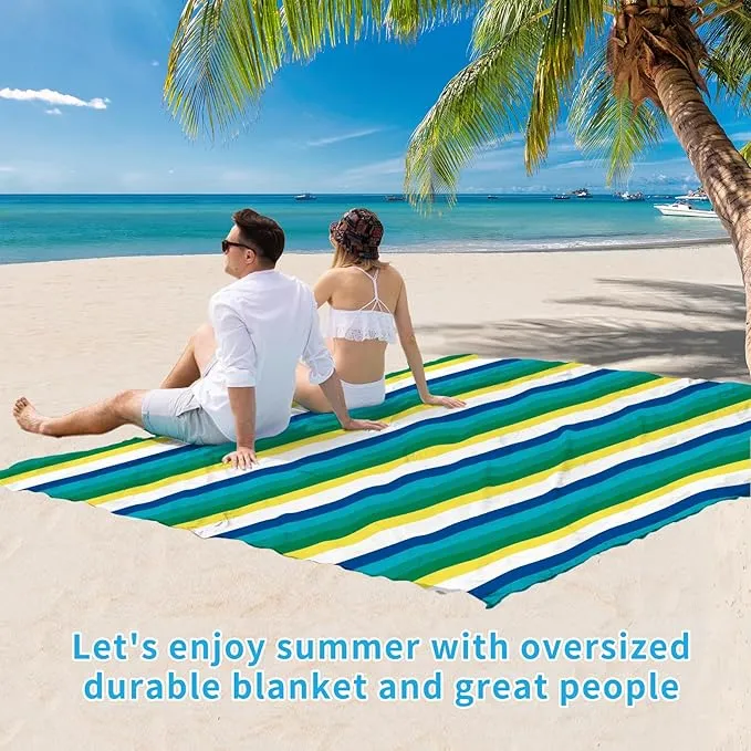 BYDOLL Beach Blanket Sandproof Waterproof 78''×81''1-4 Adults Compact Lightweight Oversized Beach Blanket Large Picnic Mat Beach Blanket for Travel Camping Hiking Picnic