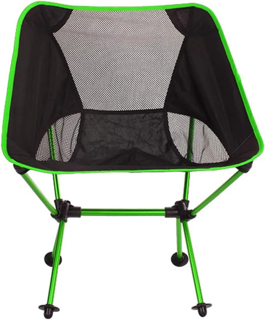 Camping Accessory Outdoor Portable Folding Camping Chair Light Fishing Beach Chair Aviation Aluminum Alloy Backrest Recliner (Color : Green)